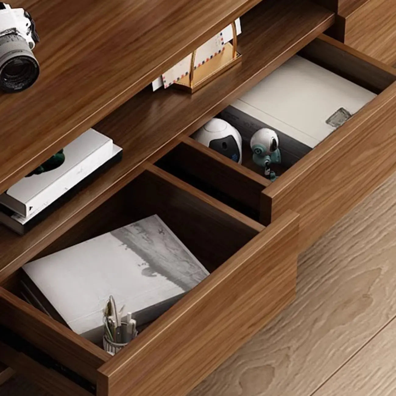 Meuble TV en bois de style moderne du milieu du siècle avec rangement