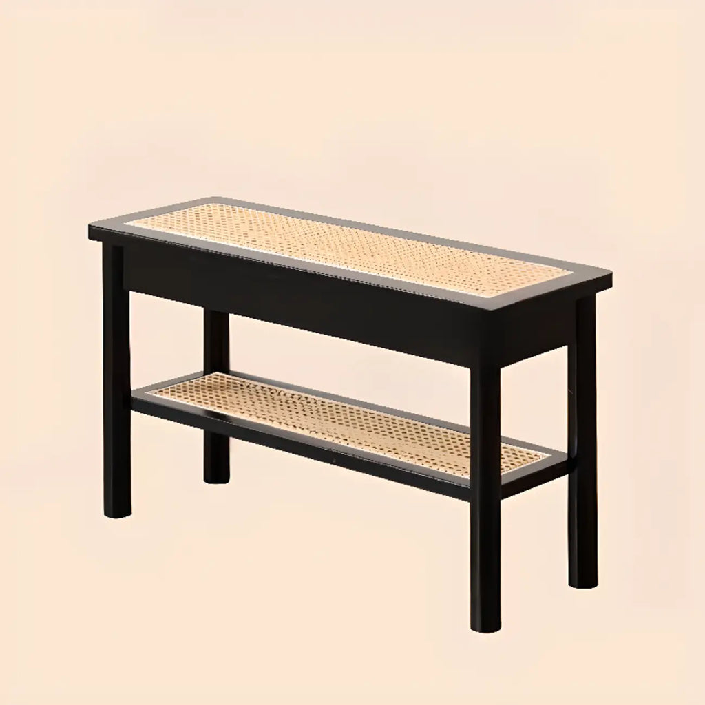 Banc à chaussures minimaliste en bois de cerisier avec rangement