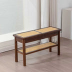 Banc à chaussures minimaliste en bois de cerisier avec rangement