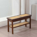 Banc à chaussures minimaliste en bois de cerisier avec rangement