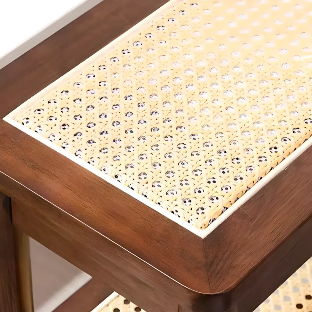Banc à chaussures minimaliste en bois de cerisier avec rangement