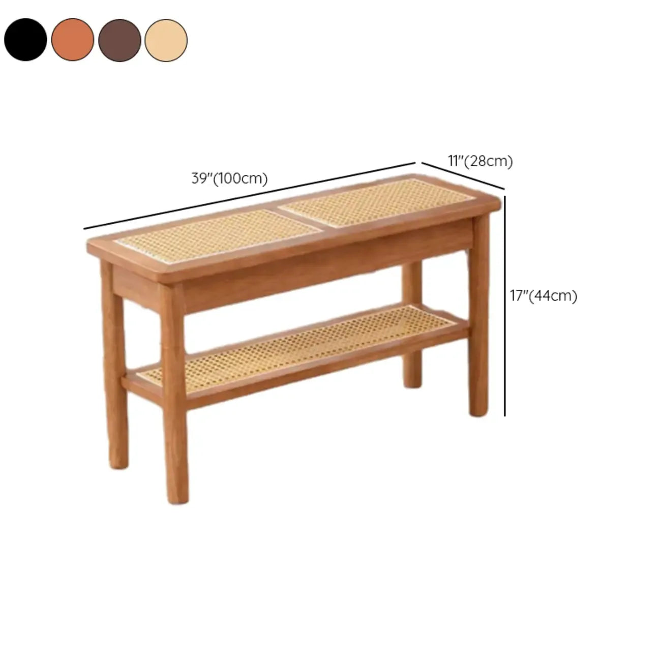 Banc à chaussures minimaliste en bois de cerisier avec rangement