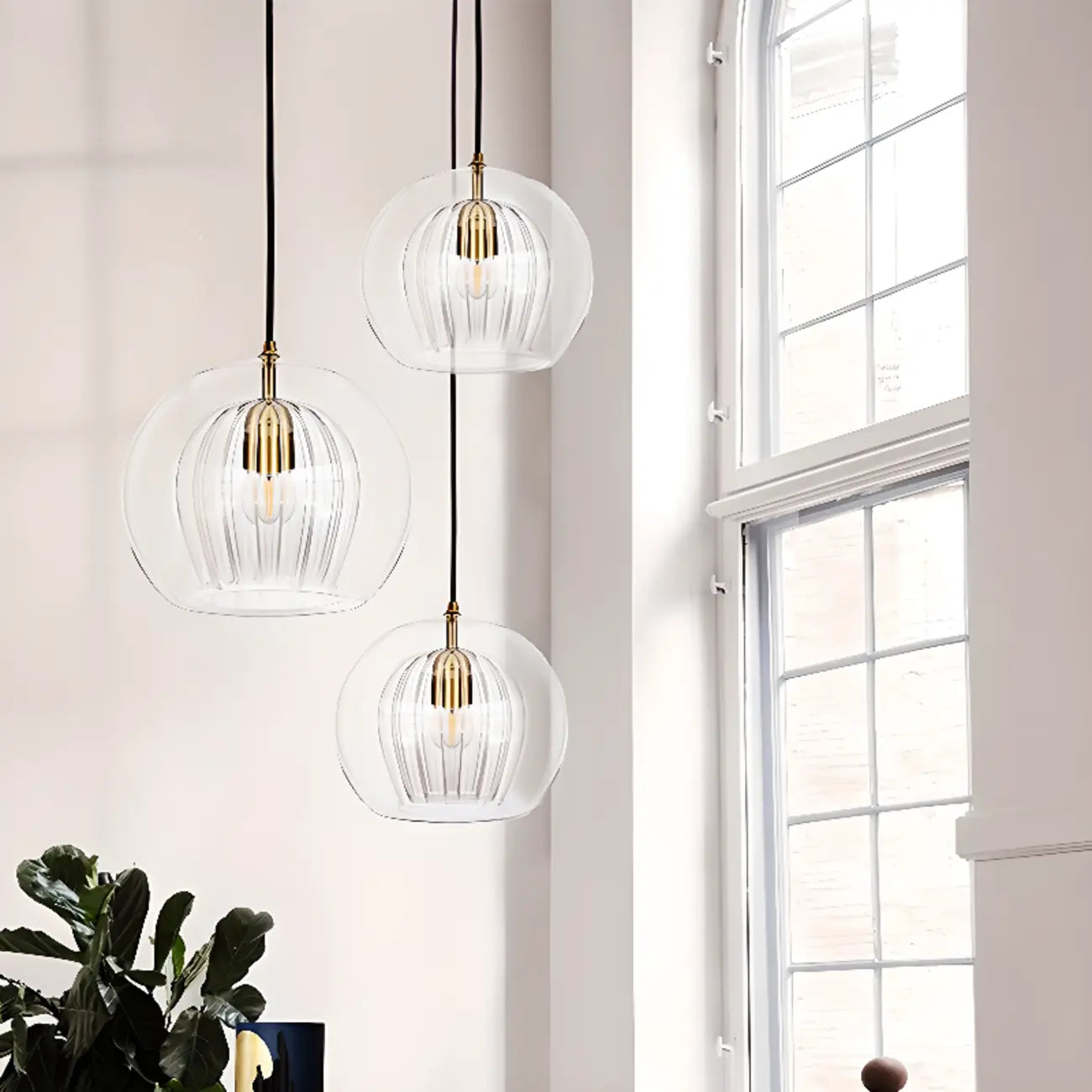 Suspension de cuisine moderne en verre globe réglable en hauteur