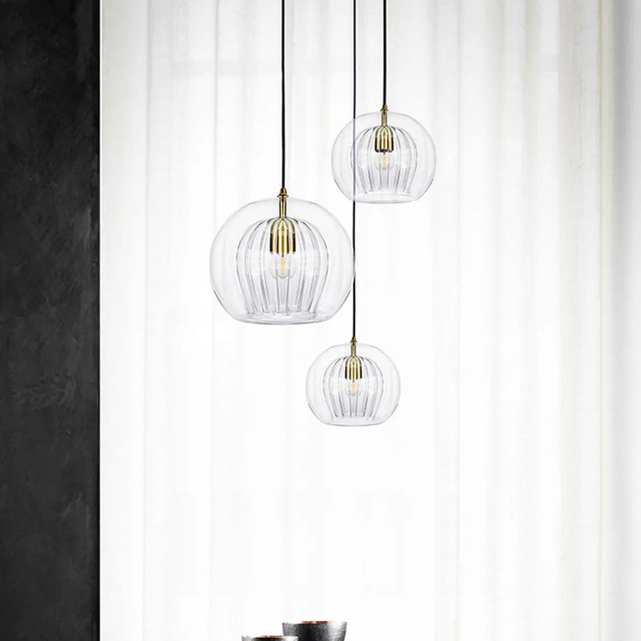 Suspension de cuisine moderne en verre globe réglable en hauteur
