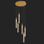 Lustre suspendu moderne en cristal doré à spirale et LED