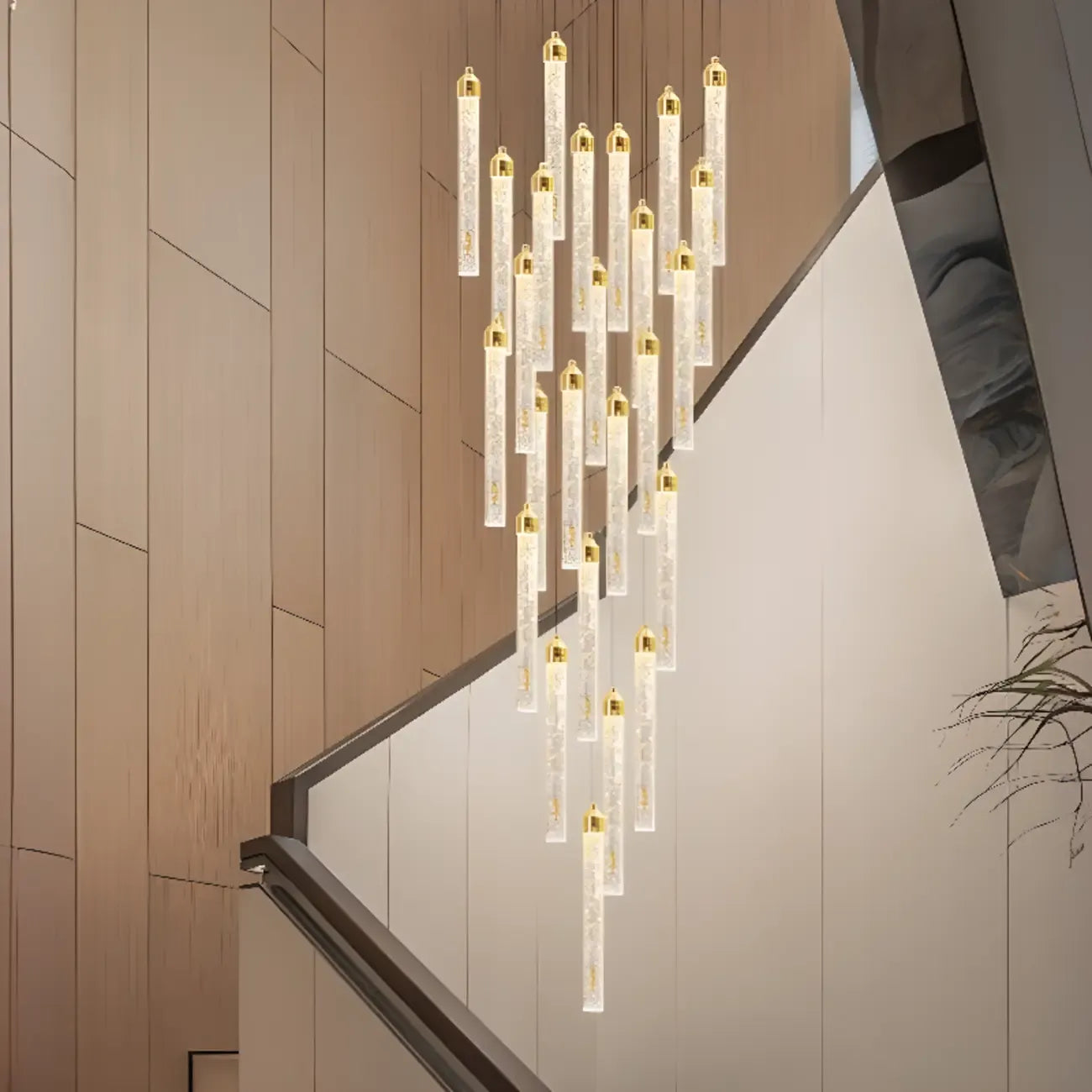 Lustre suspendu moderne en cristal doré à spirale et LED