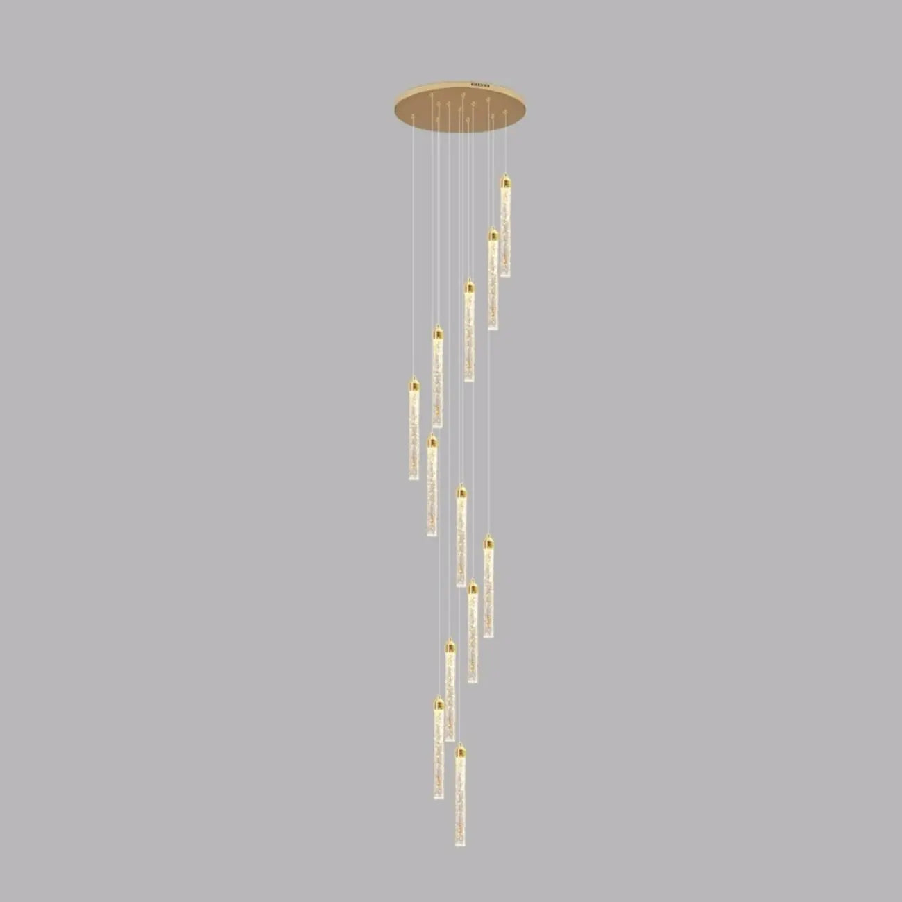 Lustre suspendu moderne en cristal doré à spirale et LED
