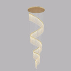 Lustre suspendu moderne en cristal doré à spirale et LED