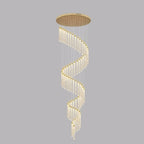 Lustre suspendu moderne en cristal doré à spirale et LED