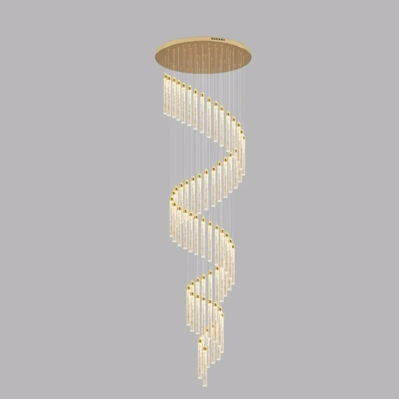 Lustre suspendu moderne en cristal doré à spirale et LED