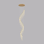Lustre suspendu moderne en cristal doré à spirale et LED