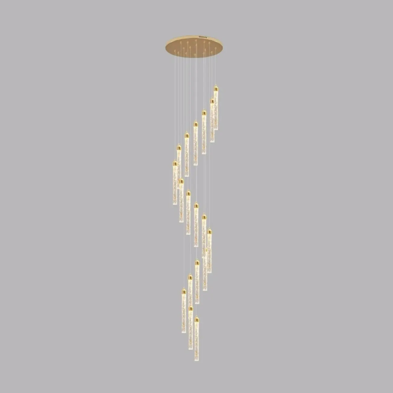 Lustre suspendu moderne en cristal doré à spirale et LED