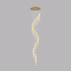 Lustre suspendu moderne en cristal doré à spirale et LED