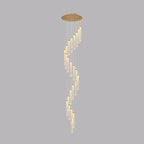 Lustre suspendu moderne en cristal doré à spirale et LED
