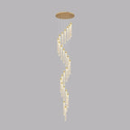 Lustre suspendu moderne en cristal doré à spirale et LED