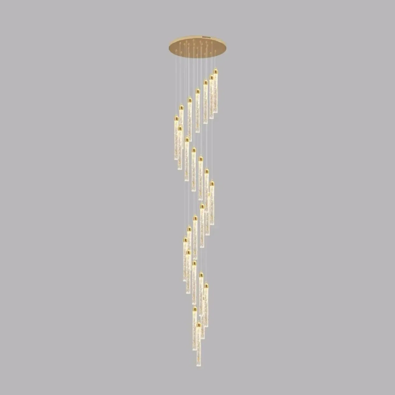 Lustre suspendu moderne en cristal doré à spirale et LED