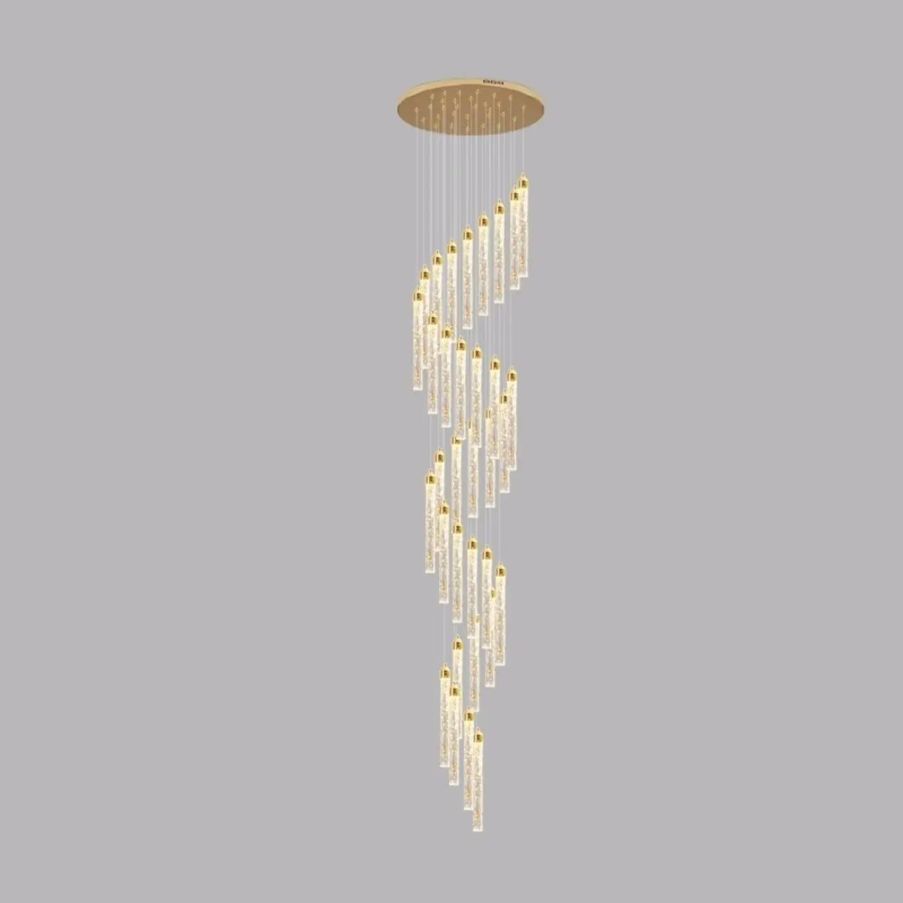 Lustre suspendu moderne en cristal doré à spirale et LED