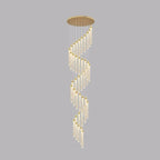 Lustre suspendu moderne en cristal doré à spirale et LED