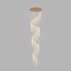 Lustre suspendu moderne en cristal doré à spirale et LED