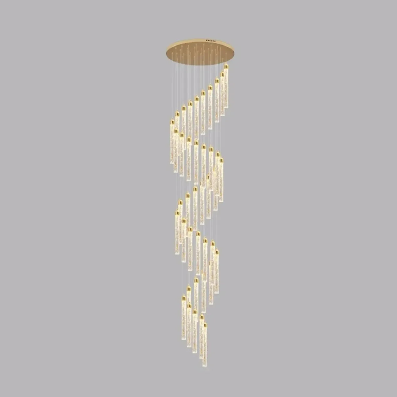 Lustre suspendu moderne en cristal doré à spirale et LED