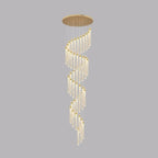Lustre suspendu moderne en cristal doré à spirale et LED
