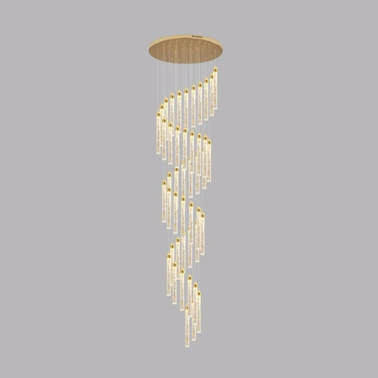 Lustre suspendu moderne en cristal doré à spirale et LED