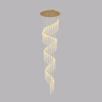 Lustre suspendu moderne en cristal doré à spirale et LED