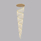Lustre suspendu moderne en cristal doré à spirale et LED