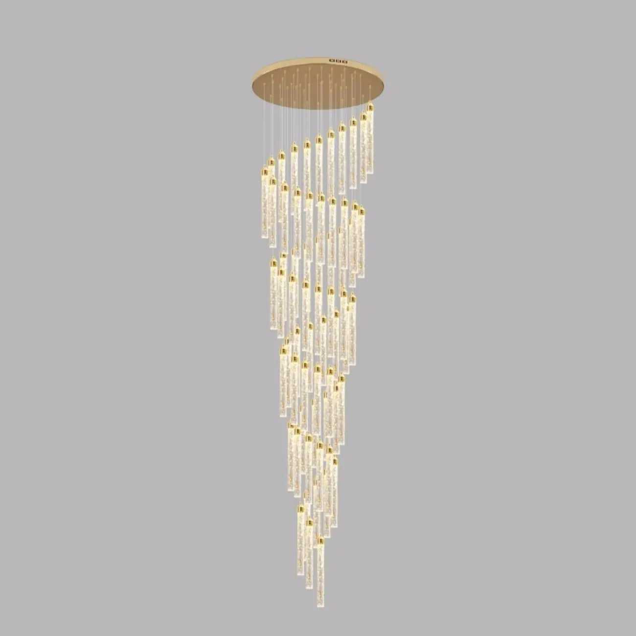 Lustre suspendu moderne en cristal doré à spirale et LED