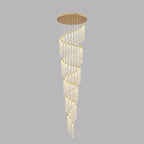 Lustre suspendu moderne en cristal doré à spirale et LED