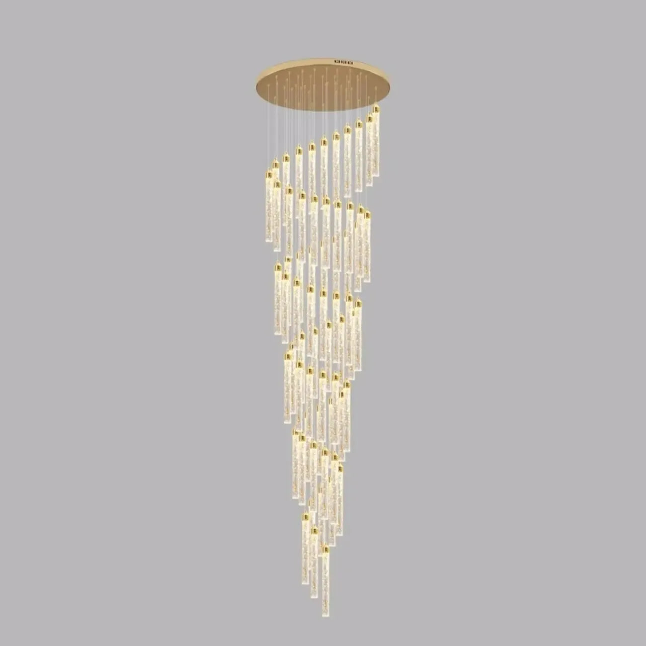 Lustre suspendu moderne en cristal doré à spirale et LED