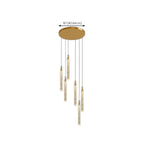 Lustre suspendu moderne en cristal doré à spirale et LED