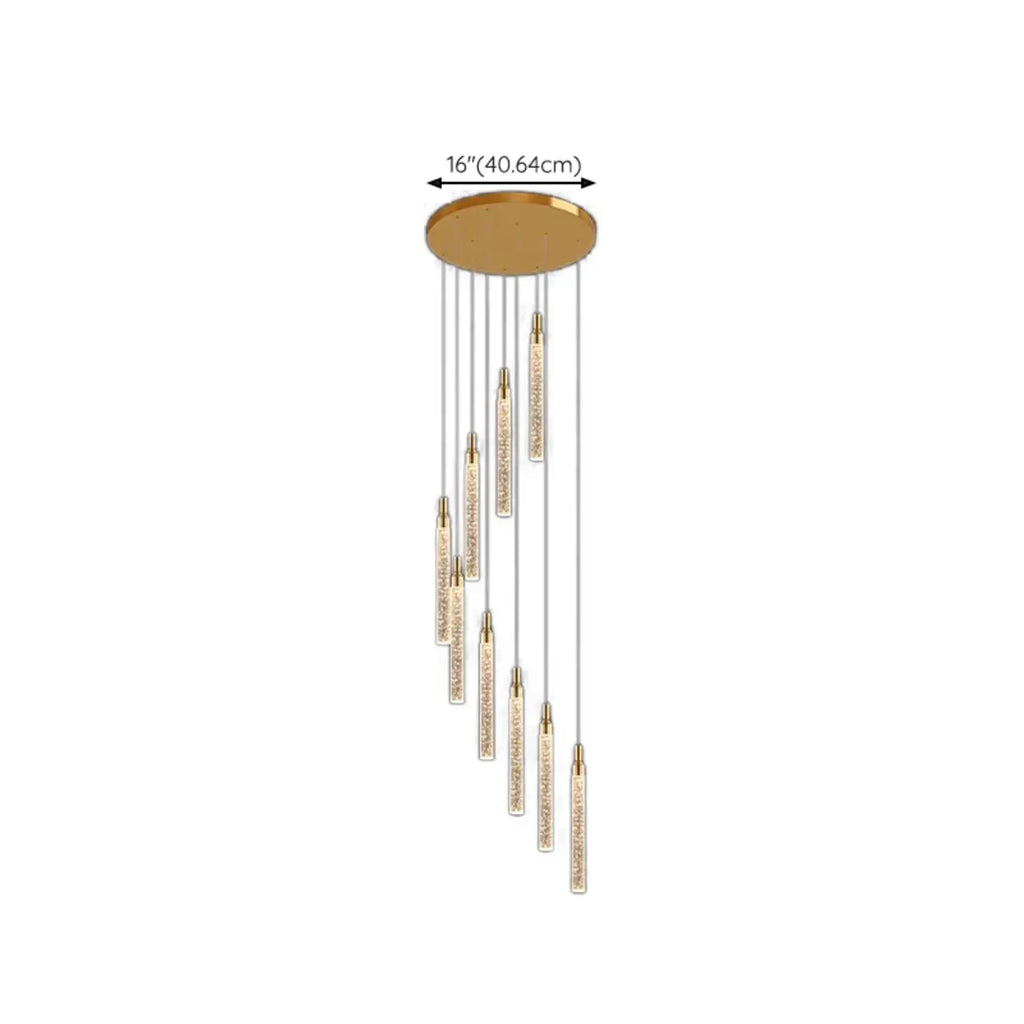 Lustre suspendu moderne en cristal doré à spirale et LED
