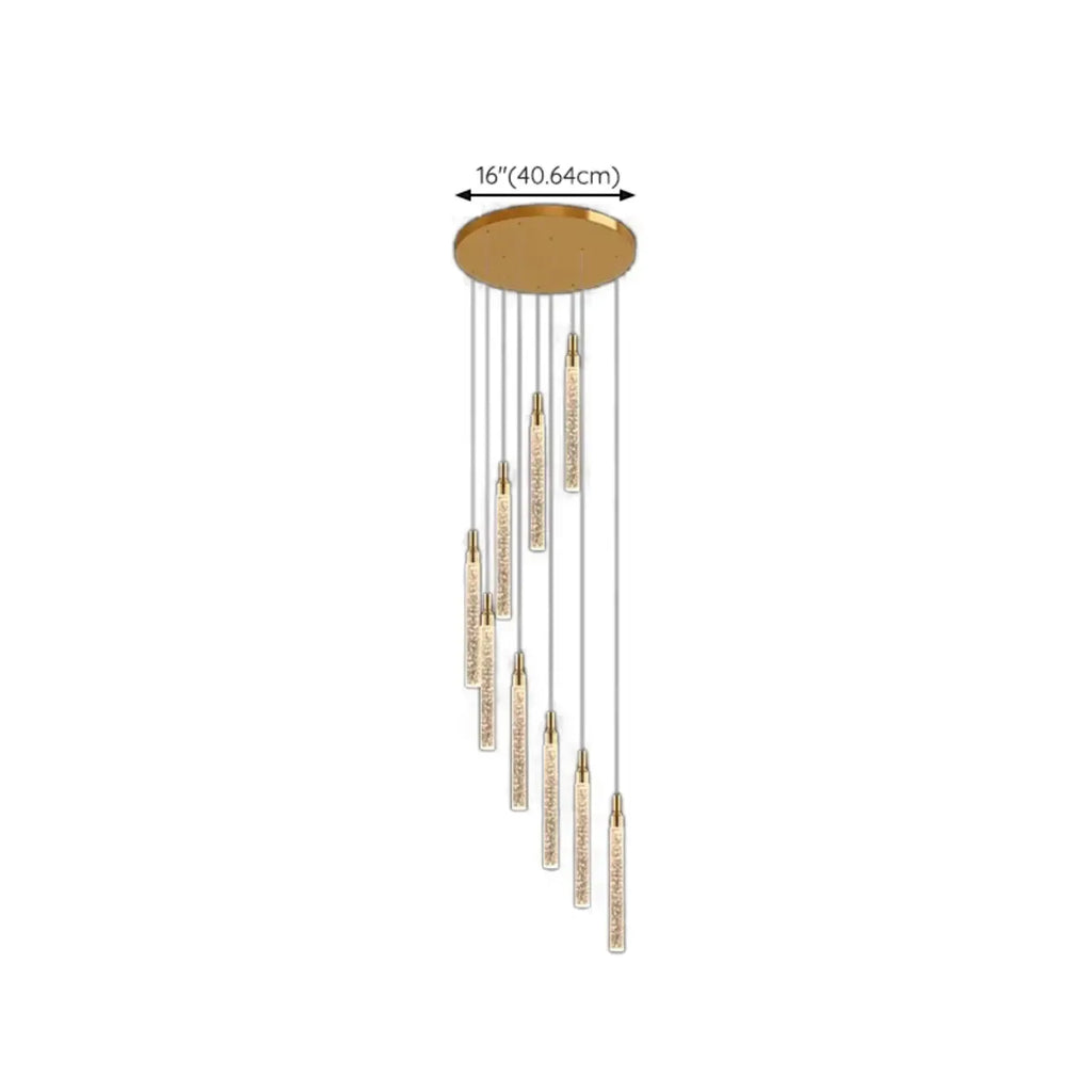 Lustre suspendu moderne en cristal doré à spirale et LED