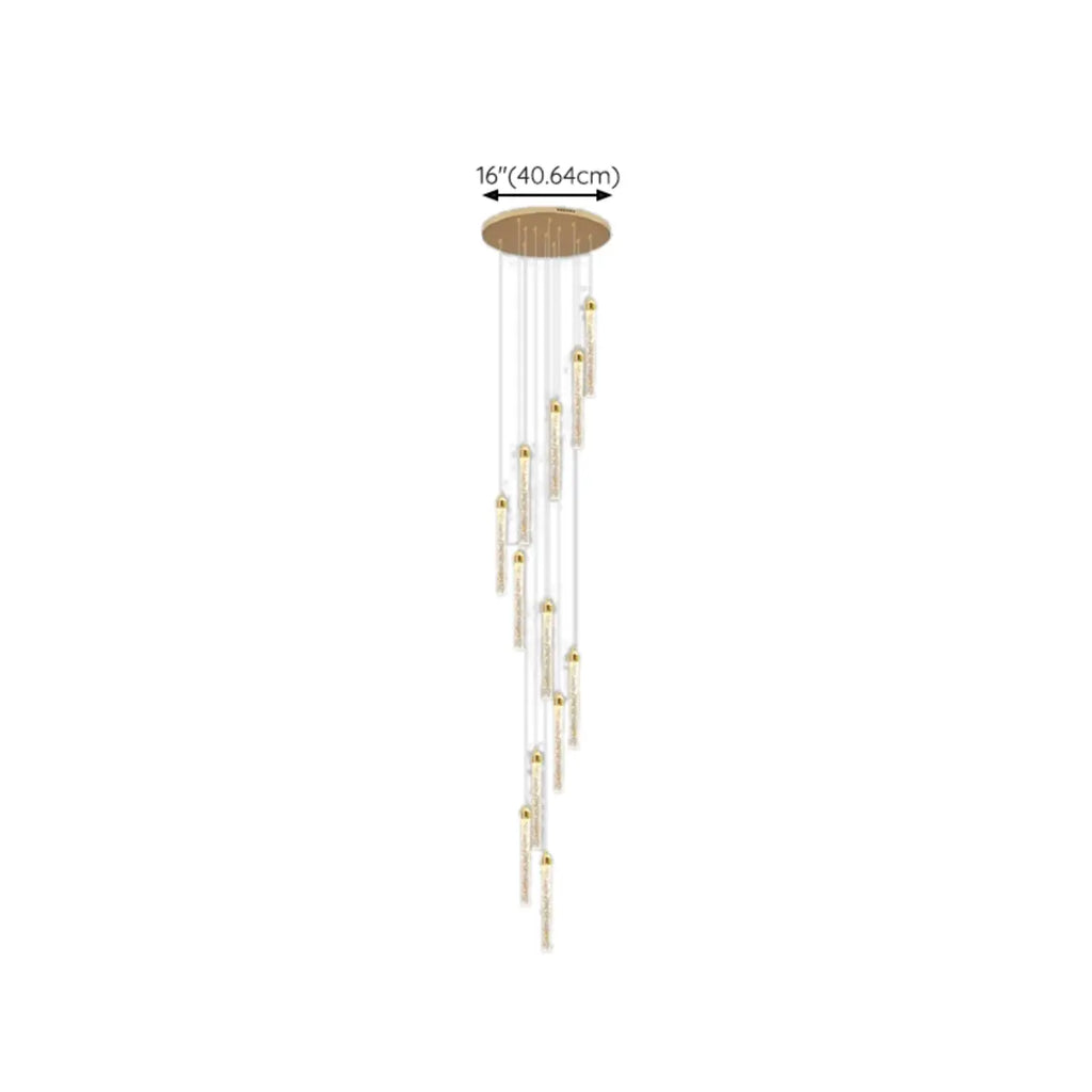 Lustre suspendu moderne en cristal doré à spirale et LED