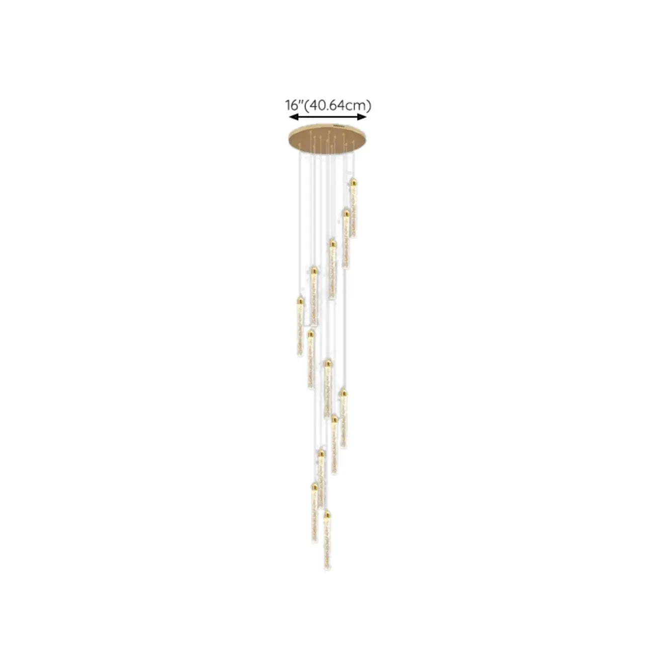Lustre suspendu moderne en cristal doré à spirale et LED
