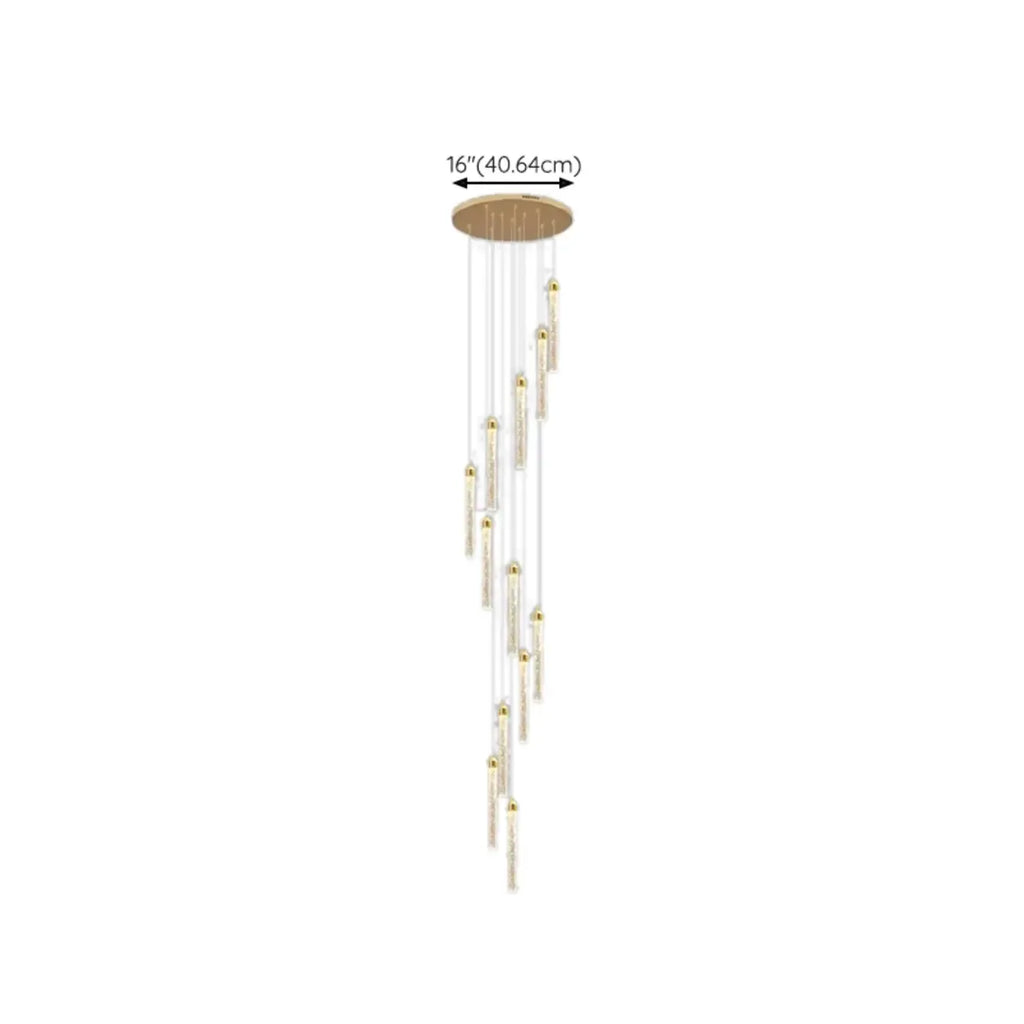 Lustre suspendu moderne en cristal doré à spirale et LED