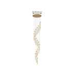 Lustre suspendu moderne en cristal doré à spirale et LED