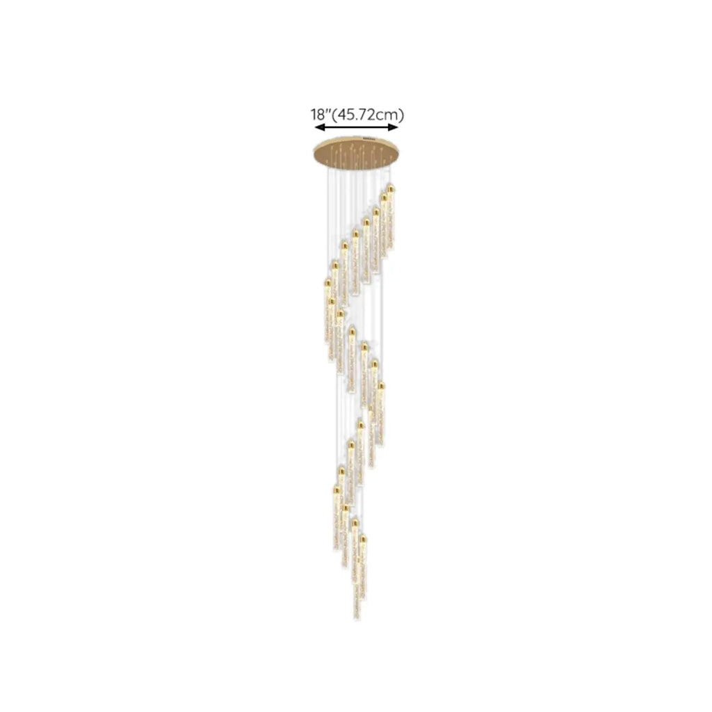 Lustre suspendu moderne en cristal doré à spirale et LED