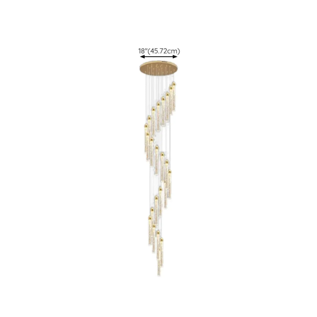 Lustre suspendu moderne en cristal doré à spirale et LED