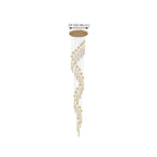 Lustre suspendu moderne en cristal doré à spirale et LED