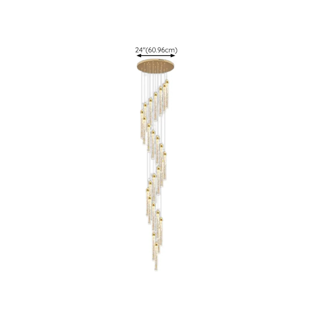 Lustre suspendu moderne en cristal doré à spirale et LED