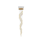 Lustre suspendu moderne en cristal doré à spirale et LED