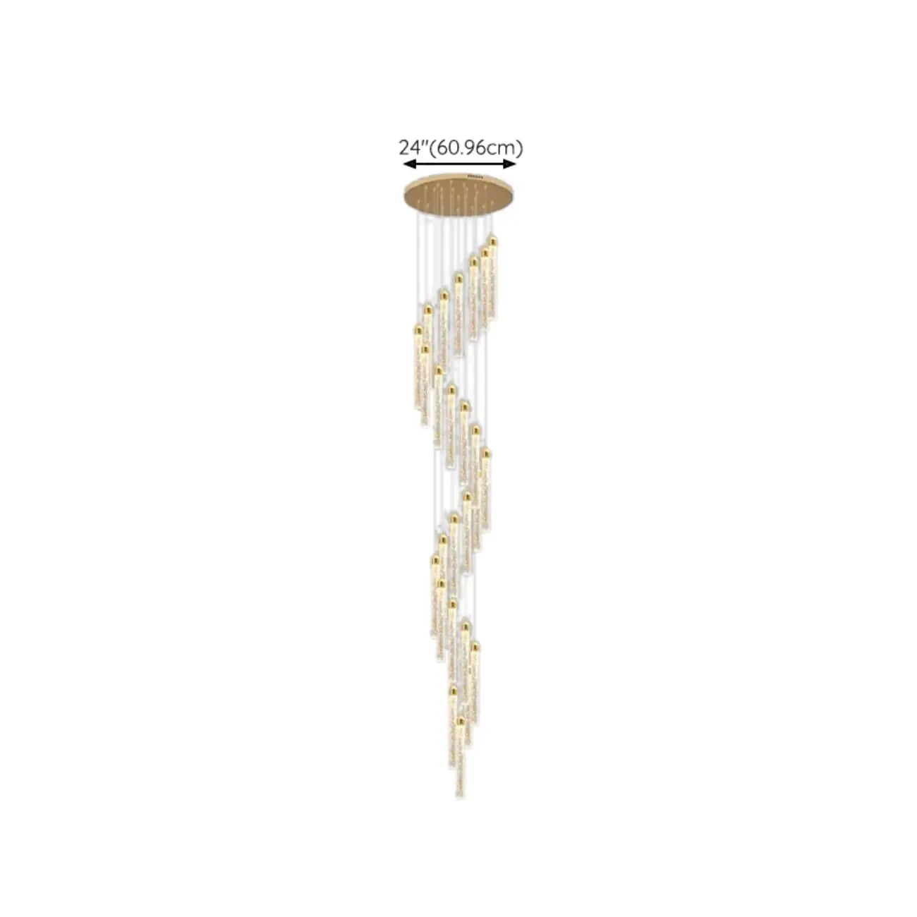 Lustre suspendu moderne en cristal doré à spirale et LED