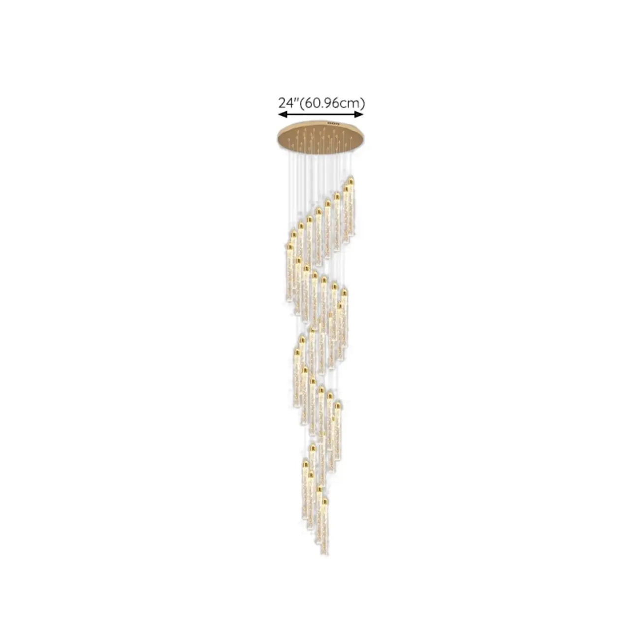 Lustre suspendu moderne en cristal doré à spirale et LED