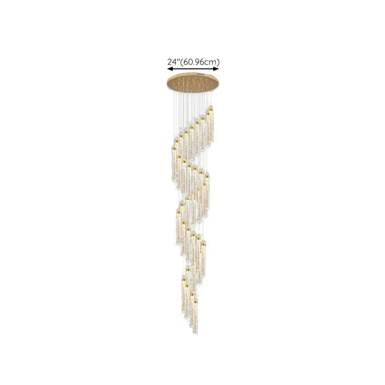 Lustre suspendu moderne en cristal doré à spirale et LED