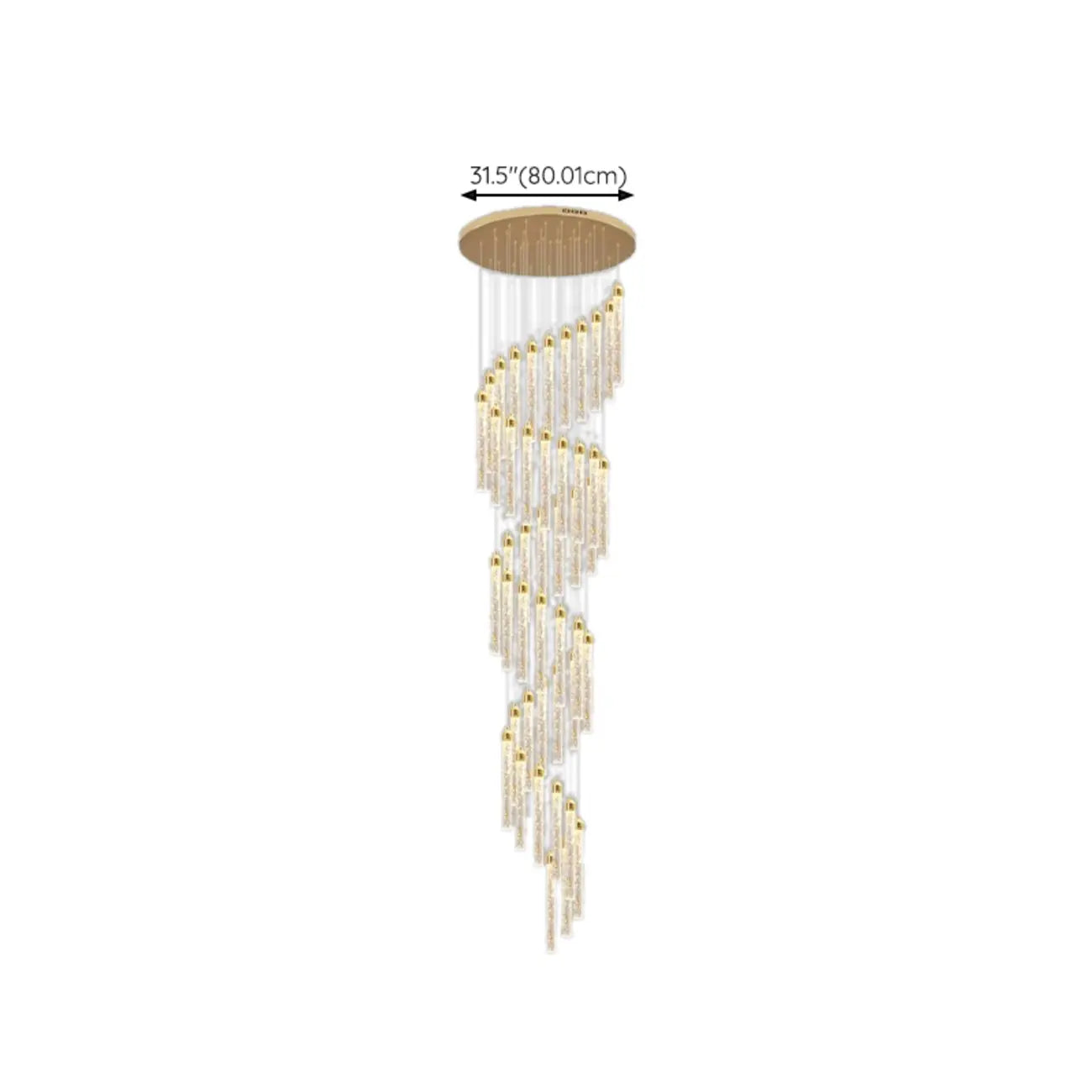 Lustre suspendu moderne en cristal doré à spirale et LED