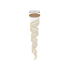 Lustre suspendu moderne en cristal doré à spirale et LED