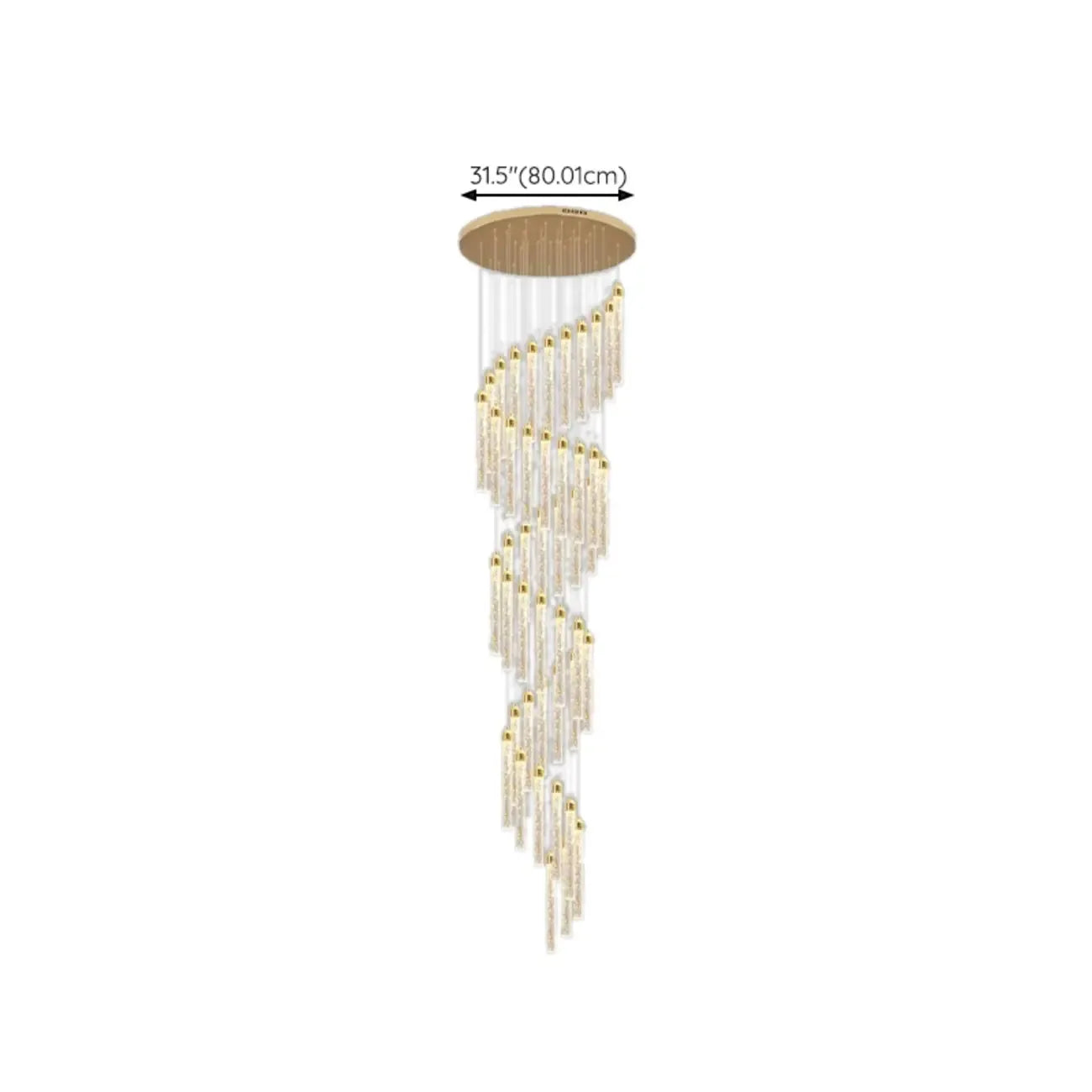 Lustre suspendu moderne en cristal doré à spirale et LED