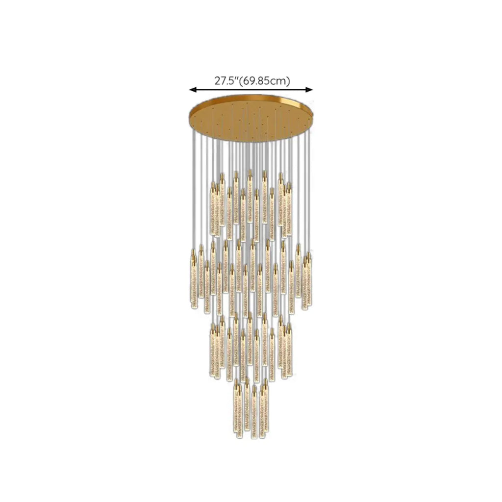 Lustre suspendu moderne en cristal doré à spirale et LED